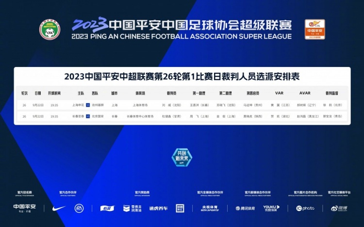 刘威和杜健鑫分别执法两场关键对决