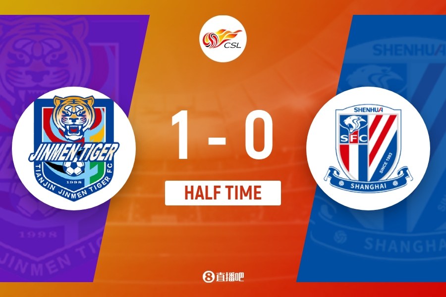 天津津门虎暂以1-0优势领先申花