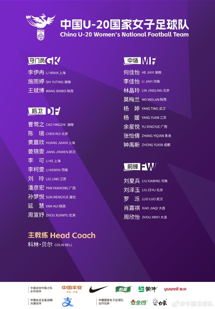 余星悦入选U20女足集训
