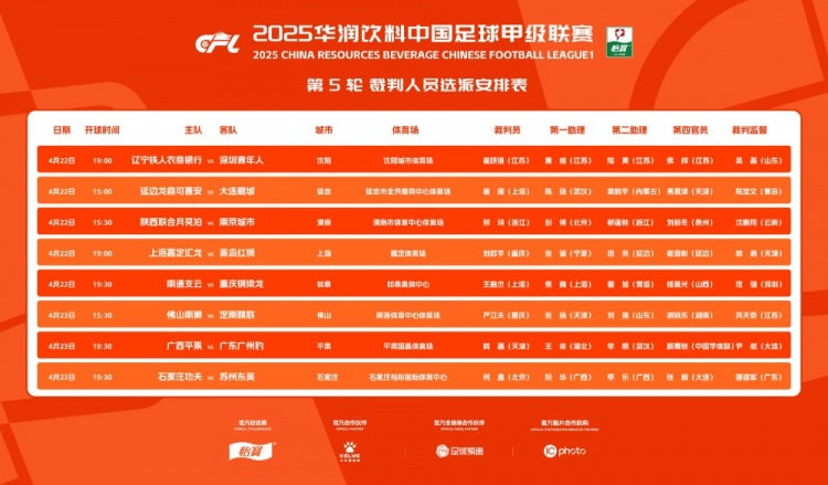 王敏杰与韩磊分别执法不同场次的比赛